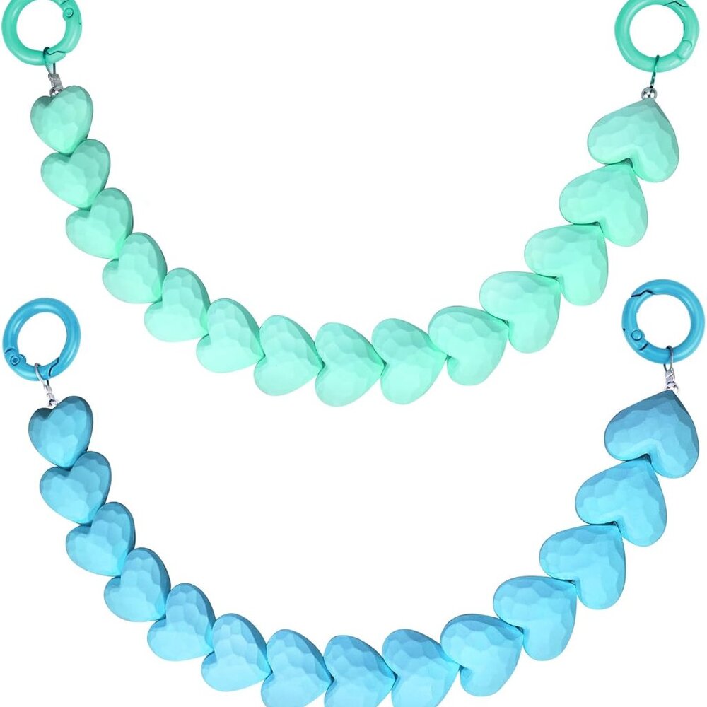 Women’s Heart Beaded Chains For Purse - Turquoise & Aqua